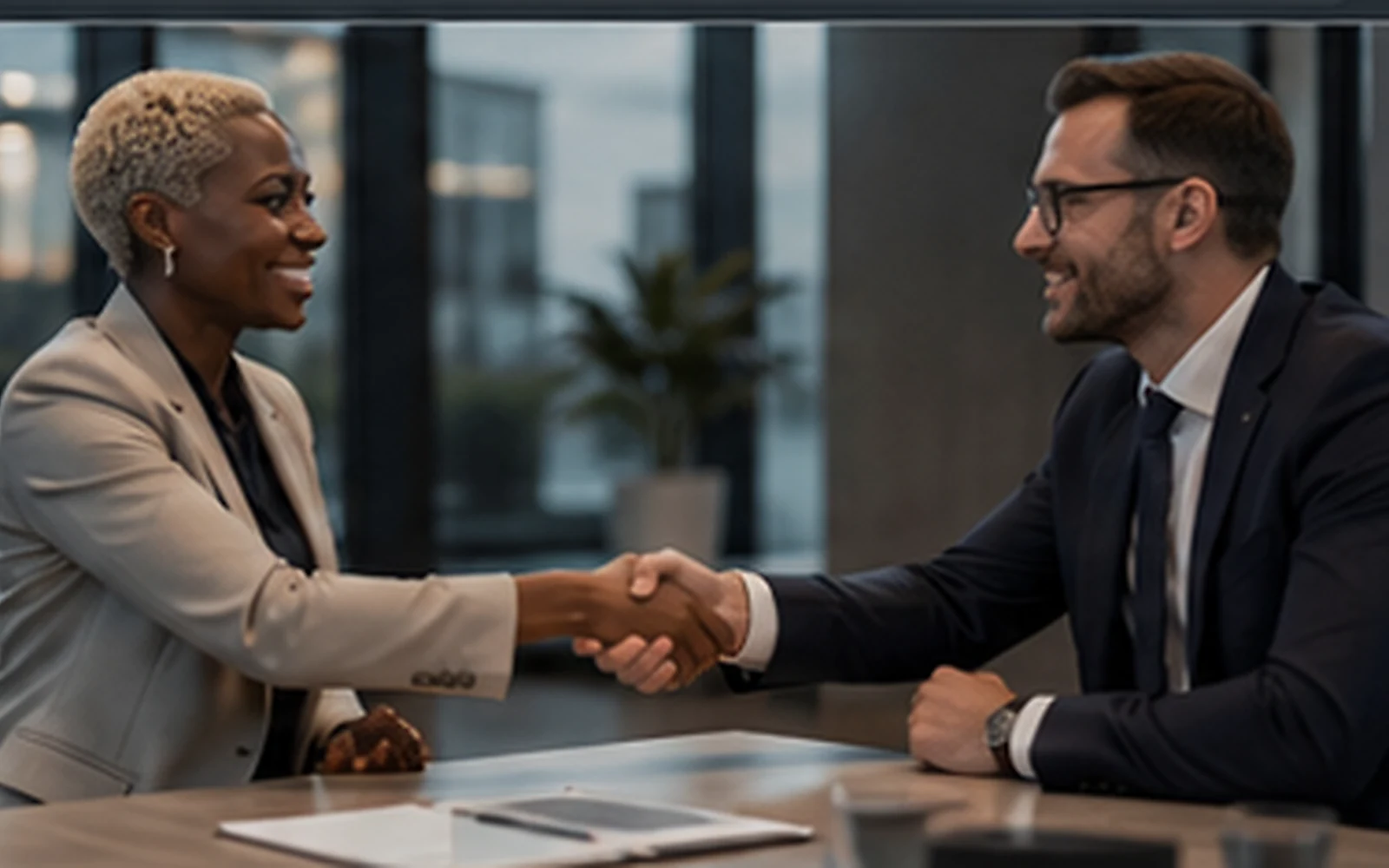 Strategic business partners forming a collaborative relationship